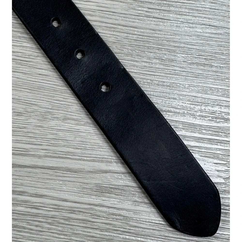 Polo Jeans Co. Ralph Lauren Men's Belt Large Metal Oval Buckle Black 38 Leather